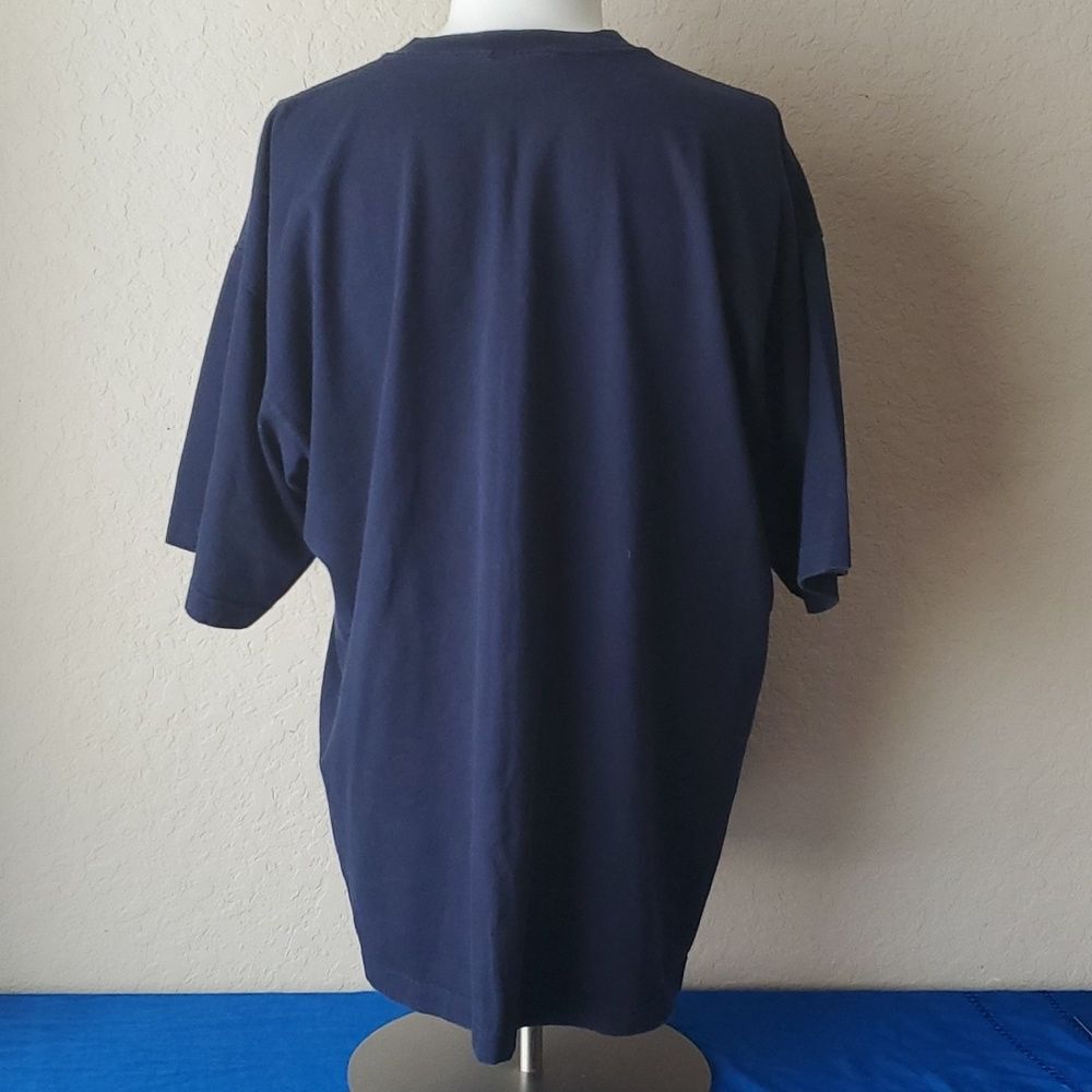 VTG Old Varsity Brand United States Flag Shirt XXL Blue Embroidered Patriotic - Picture 4 of 12